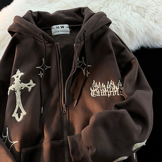 Gothic Retro Embroidery Jacket Hoodies