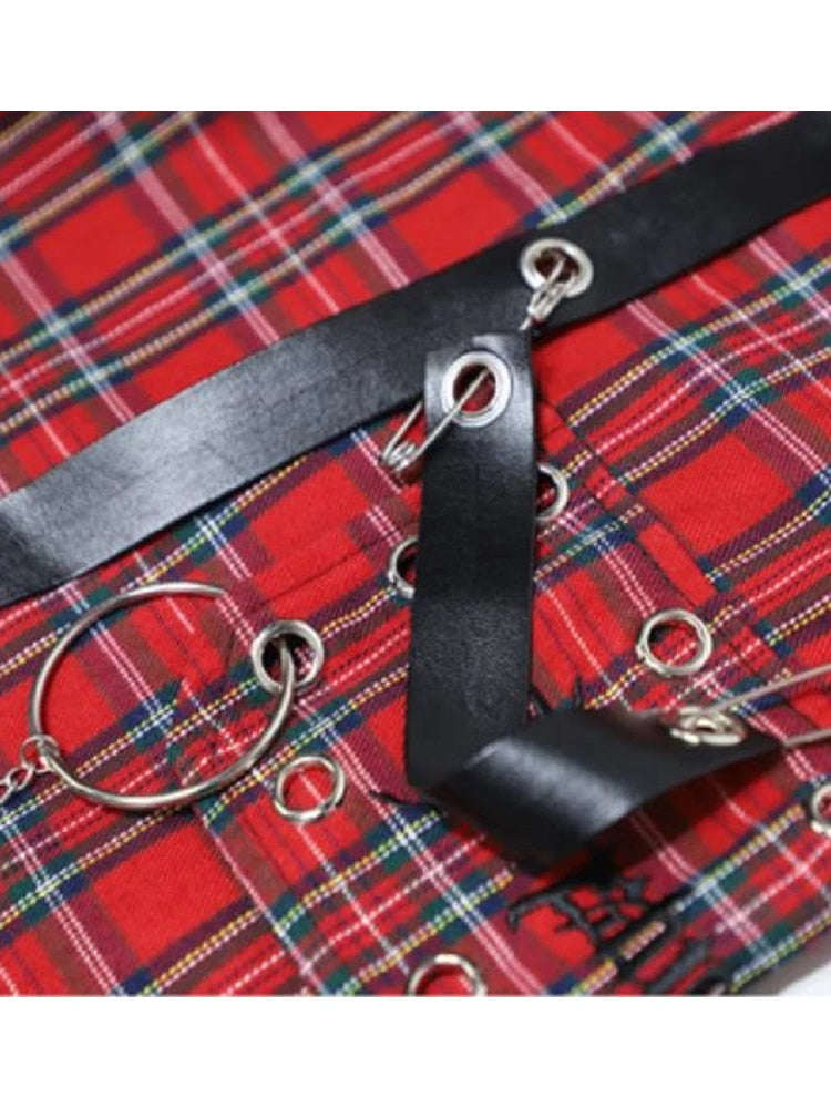 Gothic Punk Cargo Plaid Pants