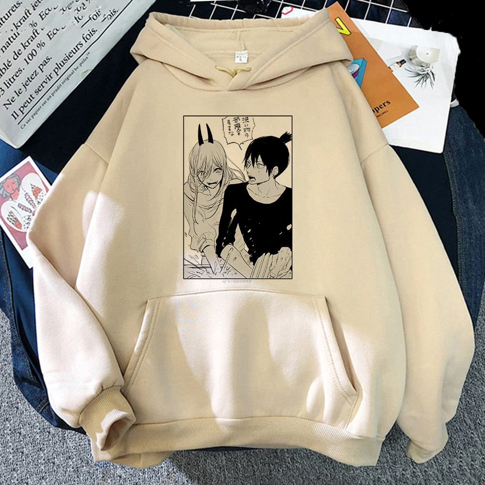 Elevate your streetwear game with this Gothic Chainsaw Anime Hoodie Sweatshirt"