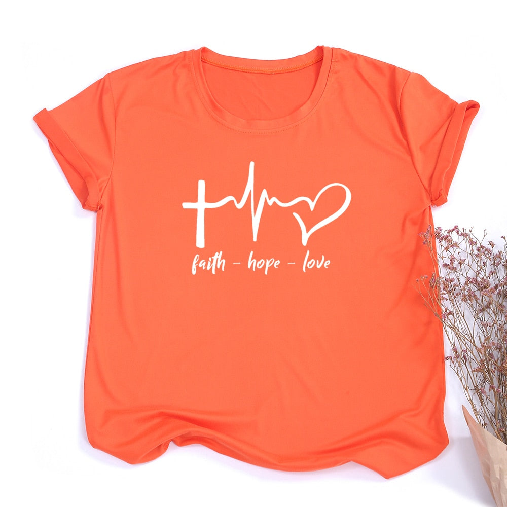 Faith Hope Love Print Summer t-shirt