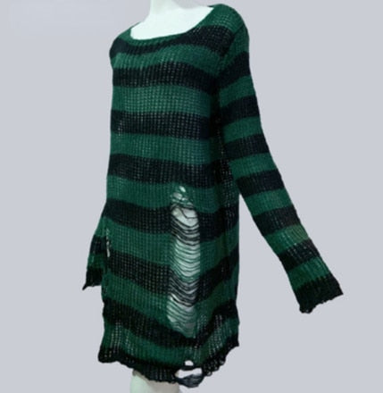 Gothic Sweater with Striped Design