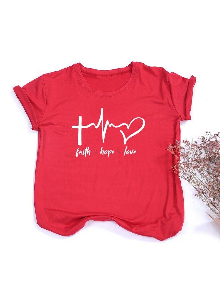 Faith Hope Love Print Summer t-shirt
