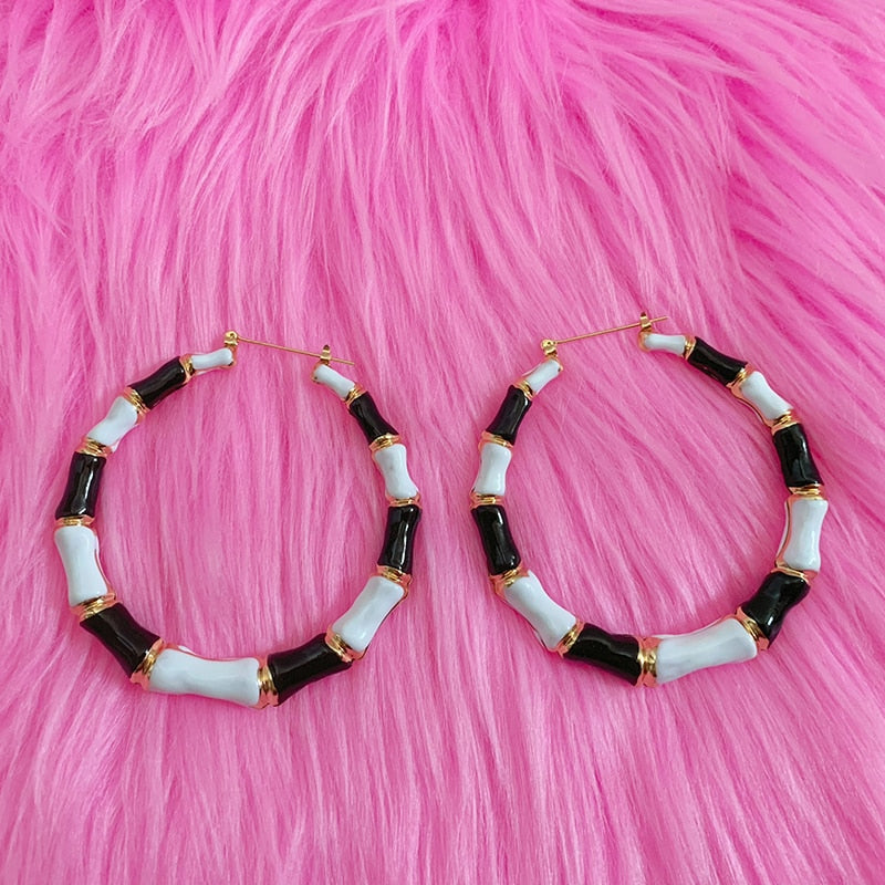 Gothic Rainbow Heart Hoop Earrings Korean Fashion