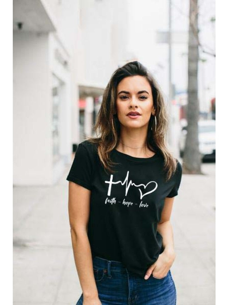 Faith Hope Love Print Summer t-shirt