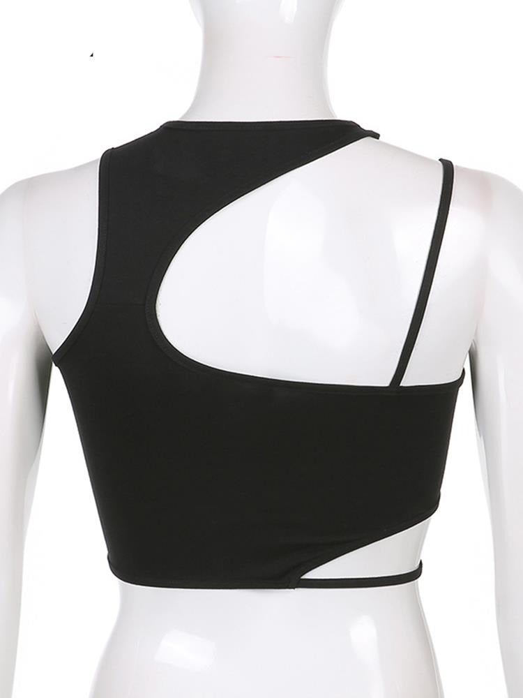 Punk-inspired sleeveless crop top for an edgy look
