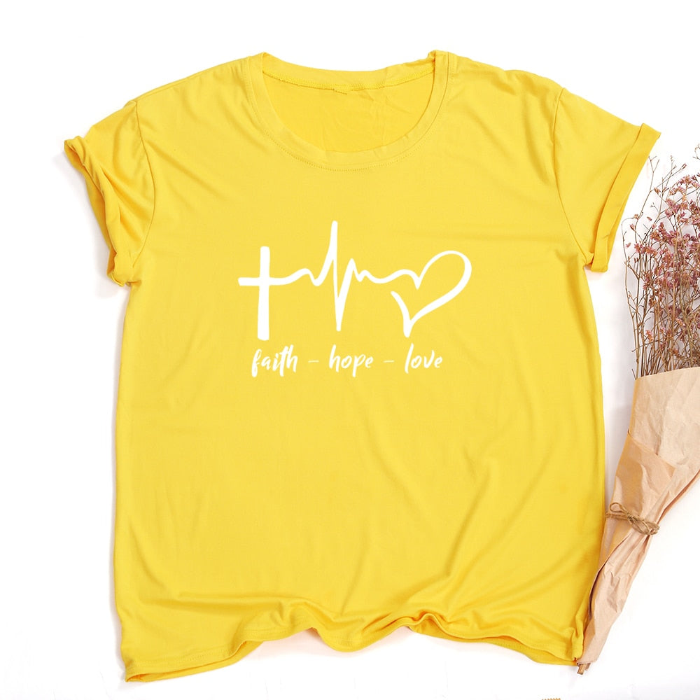 Faith Hope Love Print Summer t-shirt
