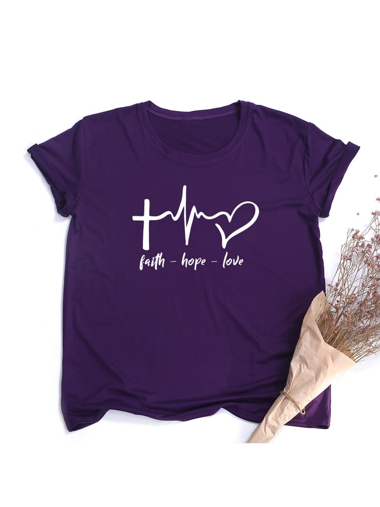 Faith Hope Love Print Summer t-shirt