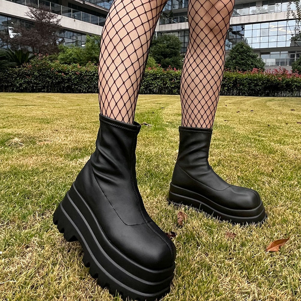 Gothic Style Platform Women Ankle Boots
