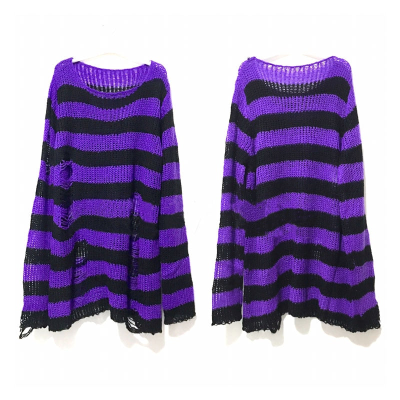 Gothic Sweater with Striped Design