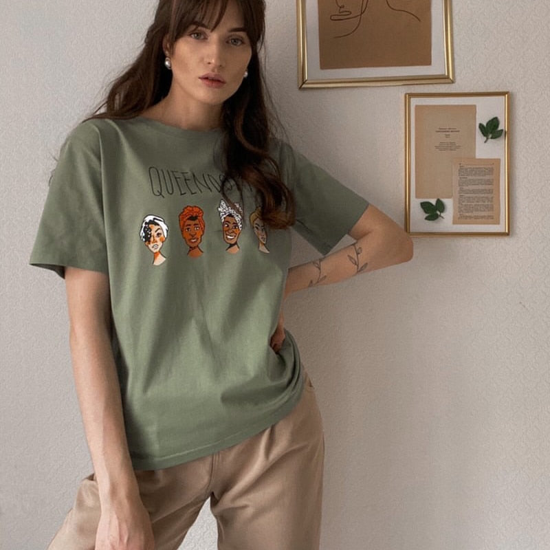 Gothic Character Printed Cotton T-Shirt