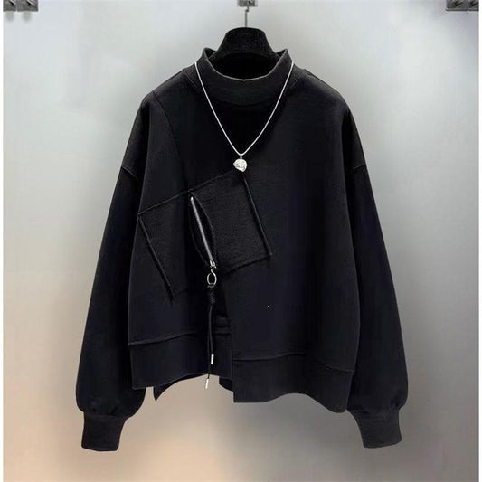 "Black techwear hoodie with sleek design and comfortable fit"