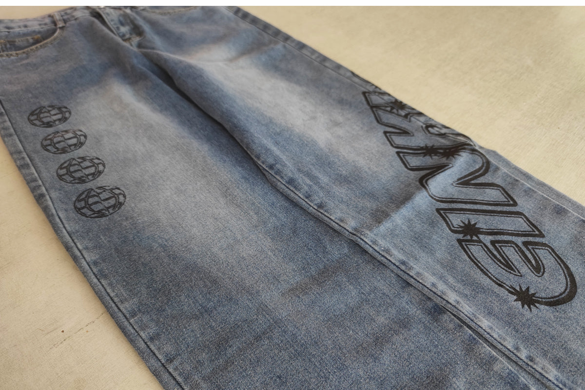 "Unleash your inner fashion rebel with these gothic-inspired baggy jeans