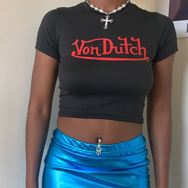 Grunge Print Women's Crop Top