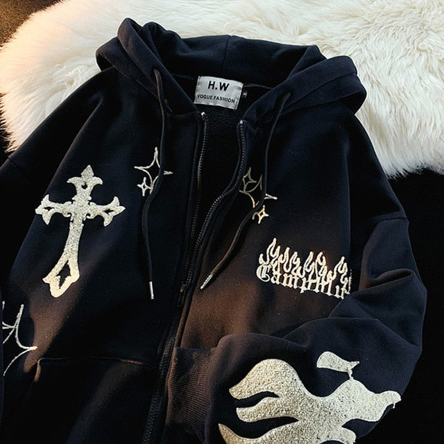 Gothic Retro Embroidery Jacket Hoodies