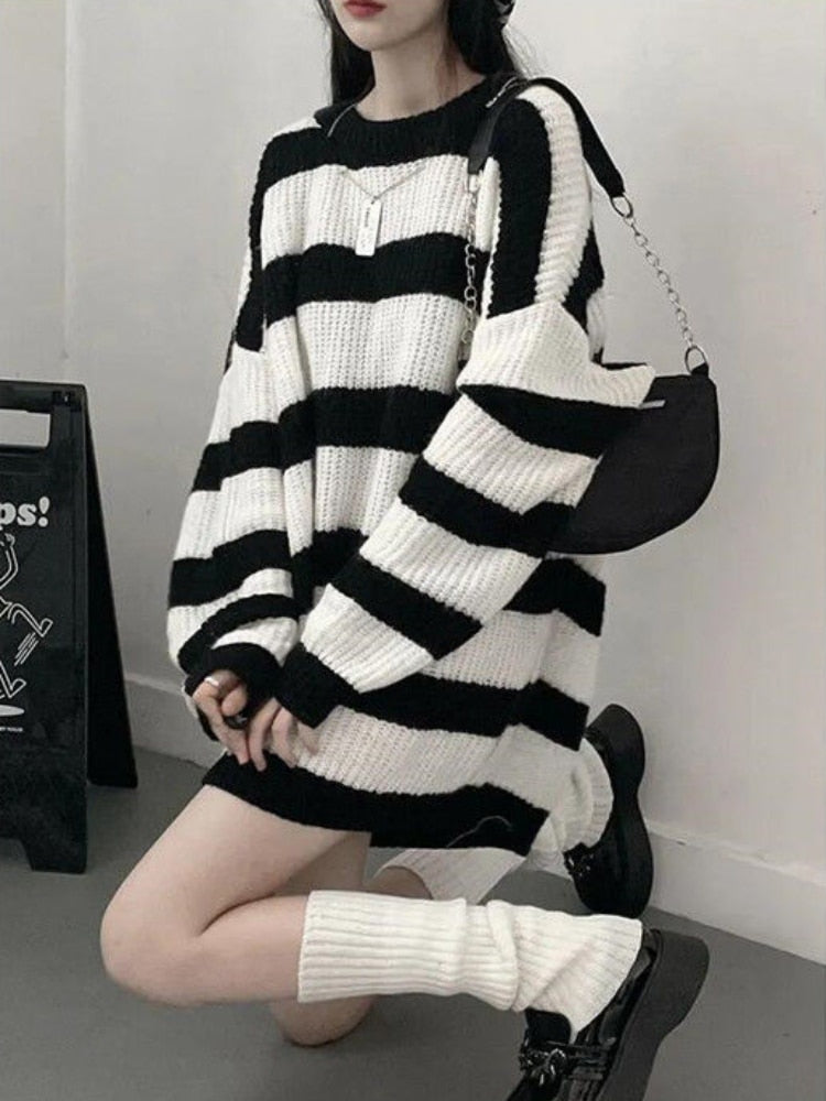 Gothic Deeptown Striped Sweater for Women