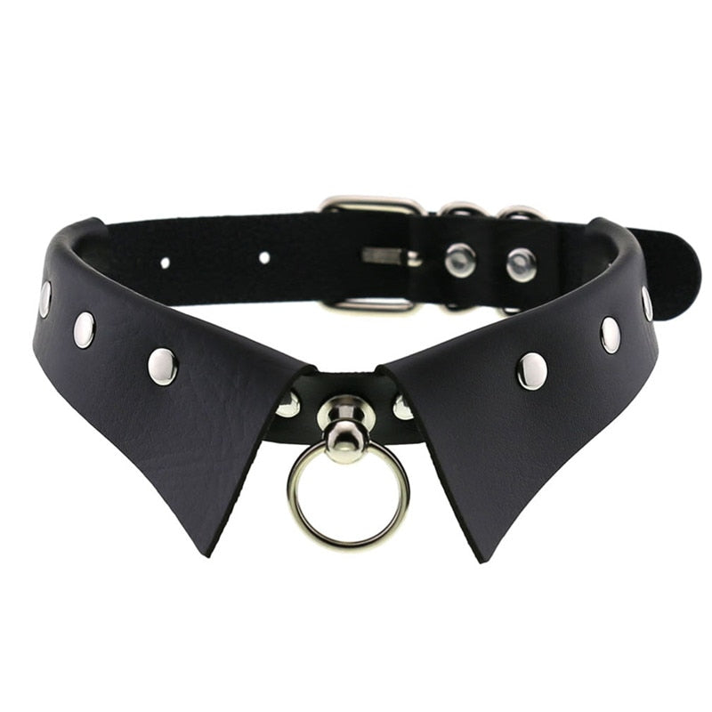 Gothic Choker Necklace with Spikes, Chains and Pendants