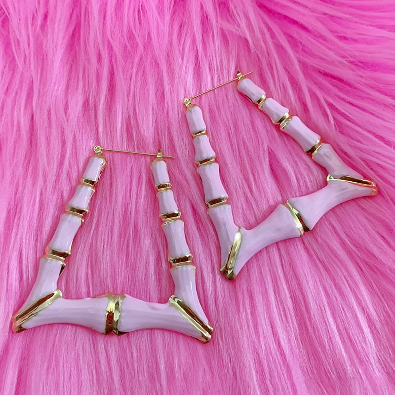 Gothic Rainbow Heart Hoop Earrings Korean Fashion