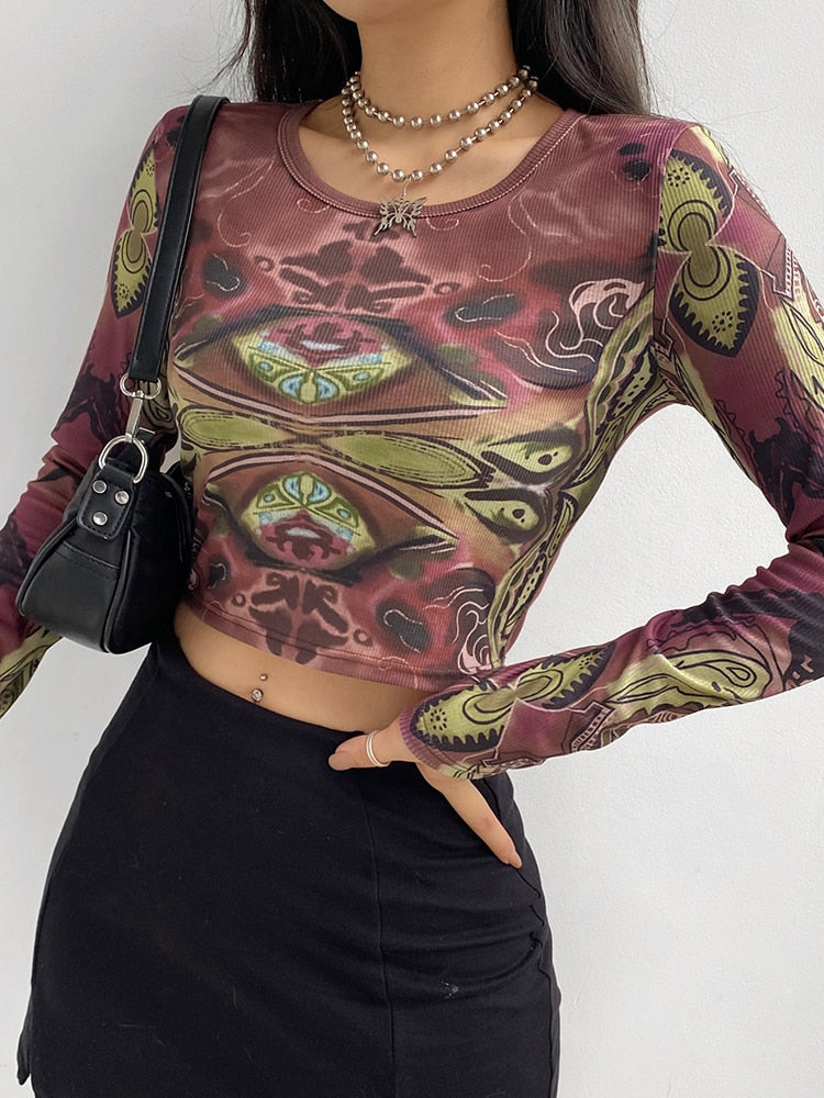 Grunge Printed Crop Top