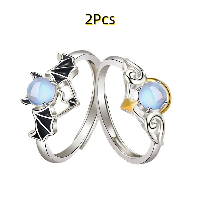 Finger Rings for Couples-Romantic Angel and Demon Wings