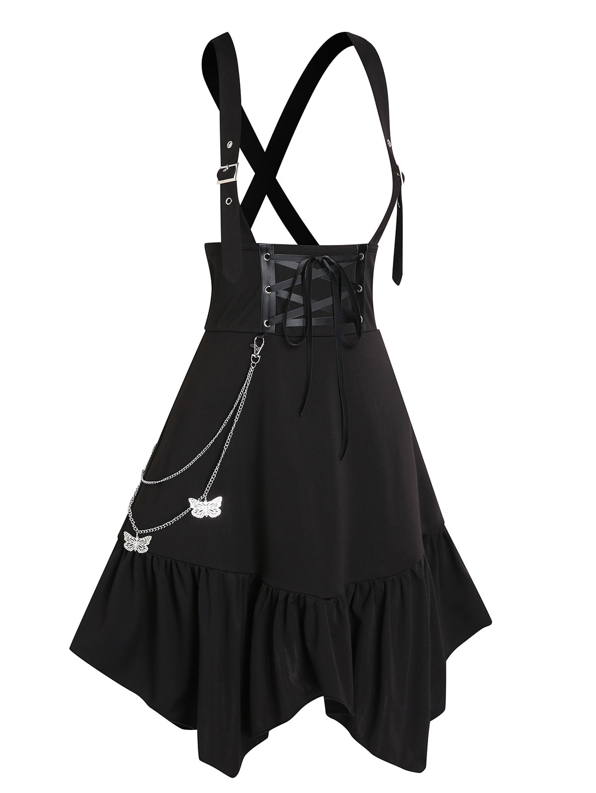 Black Gothic Lace-Up A-Line Skirt