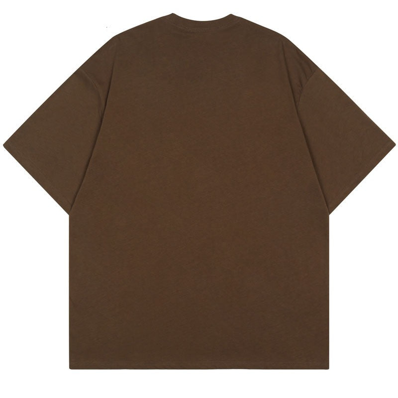 Brown Casual Top with Short Sleeves