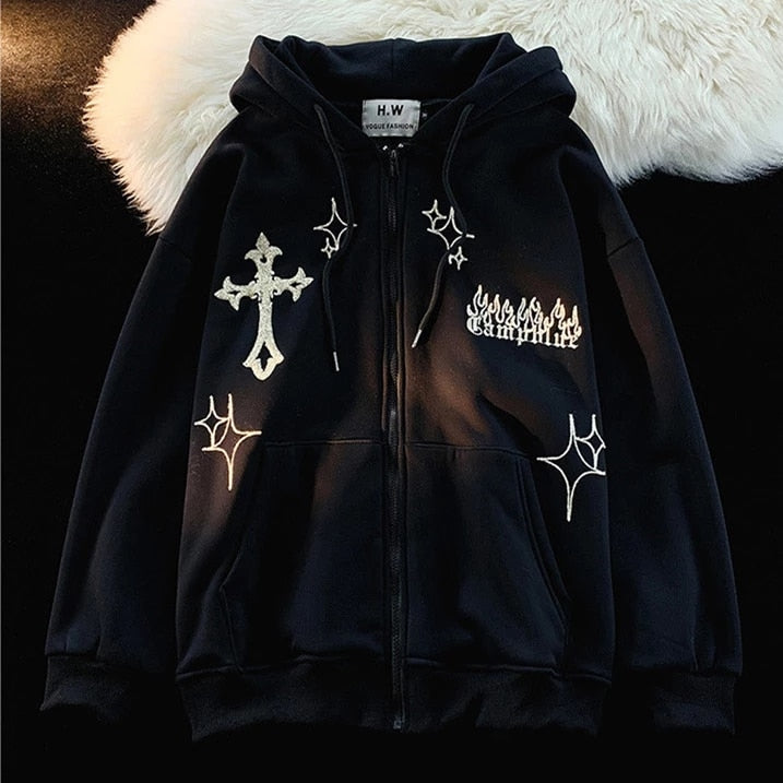 Gothic Retro Embroidery Jacket Hoodies