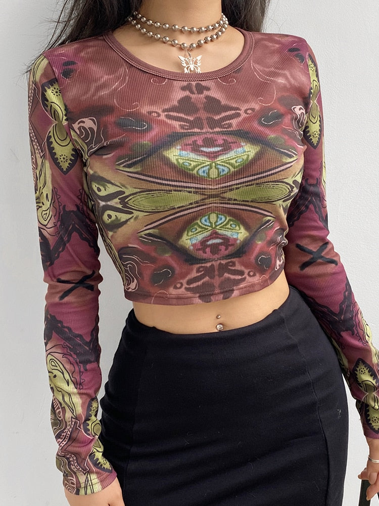 Grunge Printed Crop Top