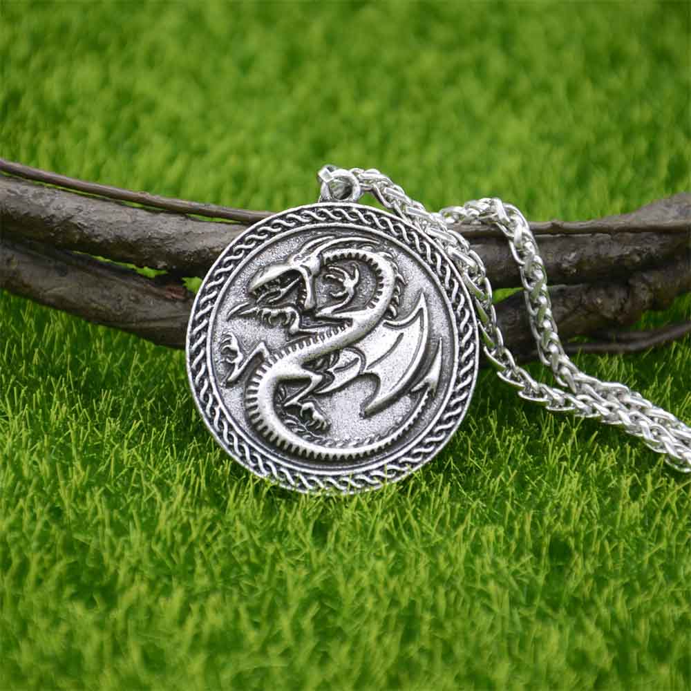 Gothic Viking Dragon Pendant Necklace