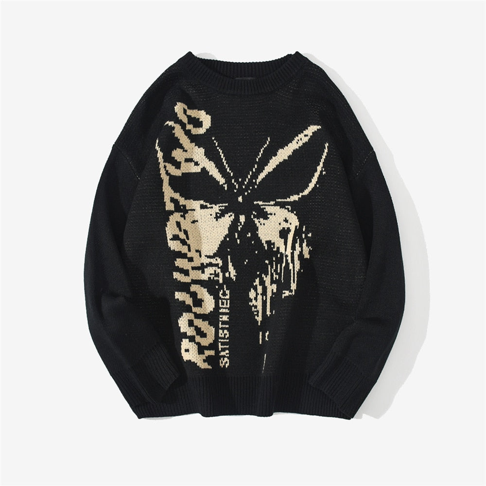 Butterfly Print Knitted Sweater