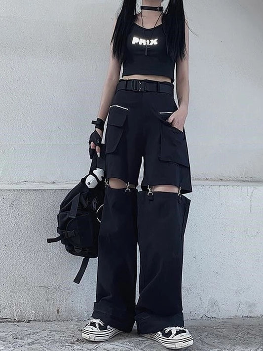 Techwear Gothic Black Cargo Pants