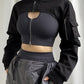 Edgy Gothic-style jacket with cropped length and unique design elements