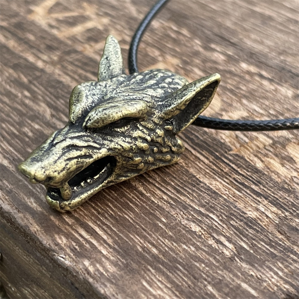Gothic Chain Necklace with Viking Wolf Pendant
