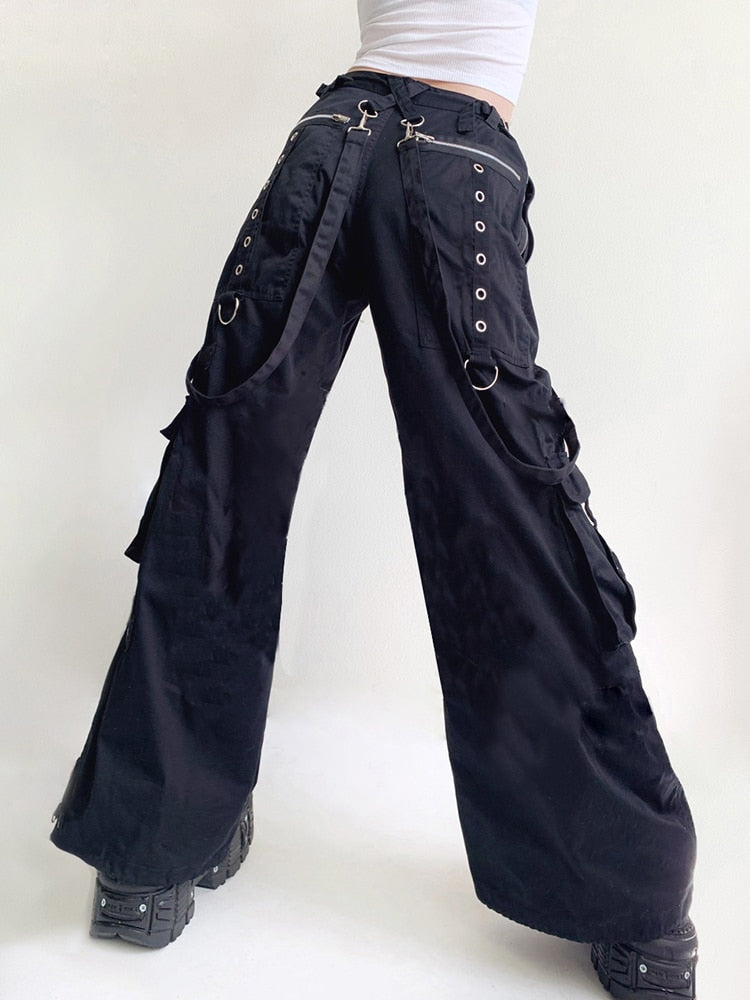 Gothic Bandage Wide Leg Pants