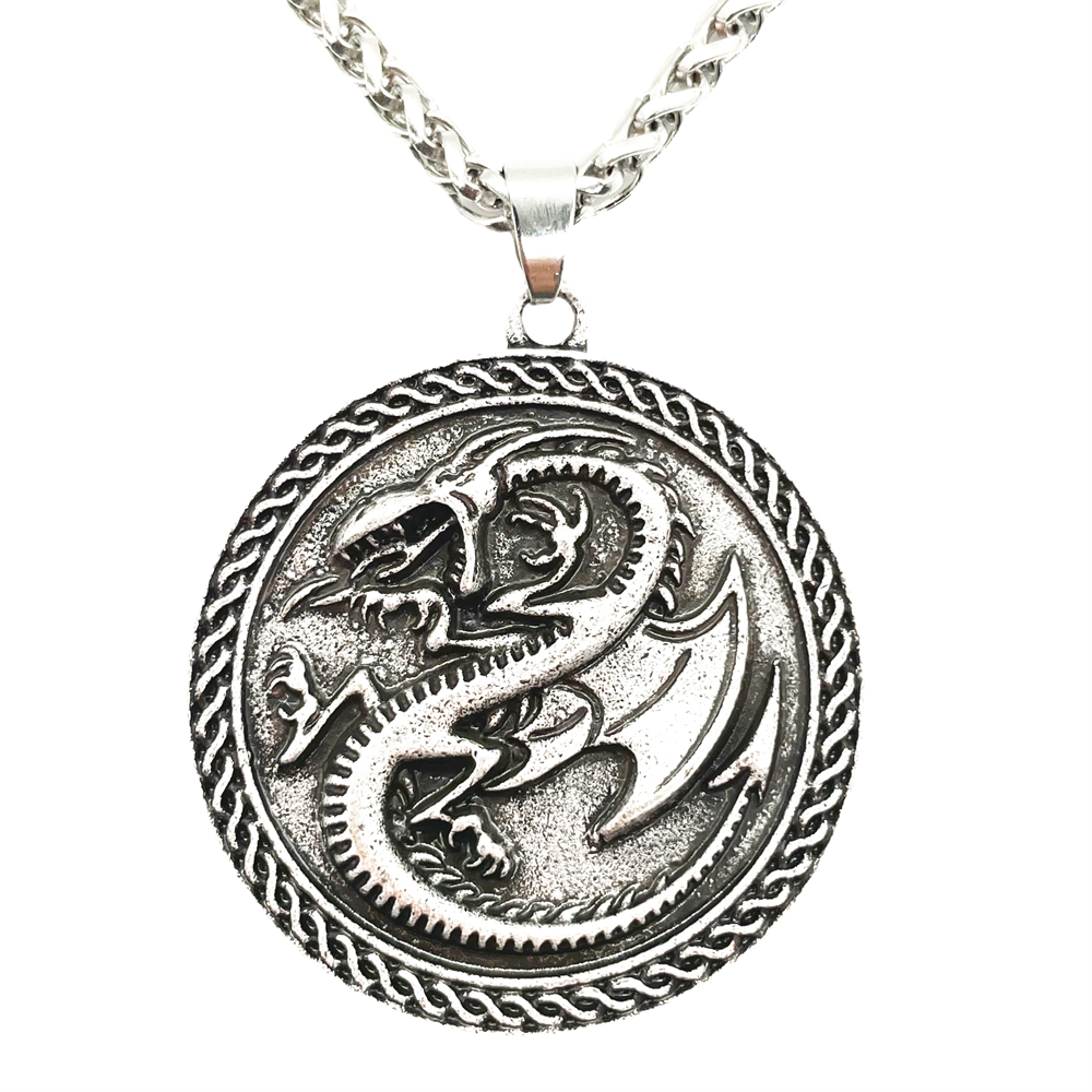 Gothic Viking Dragon Pendant Necklace