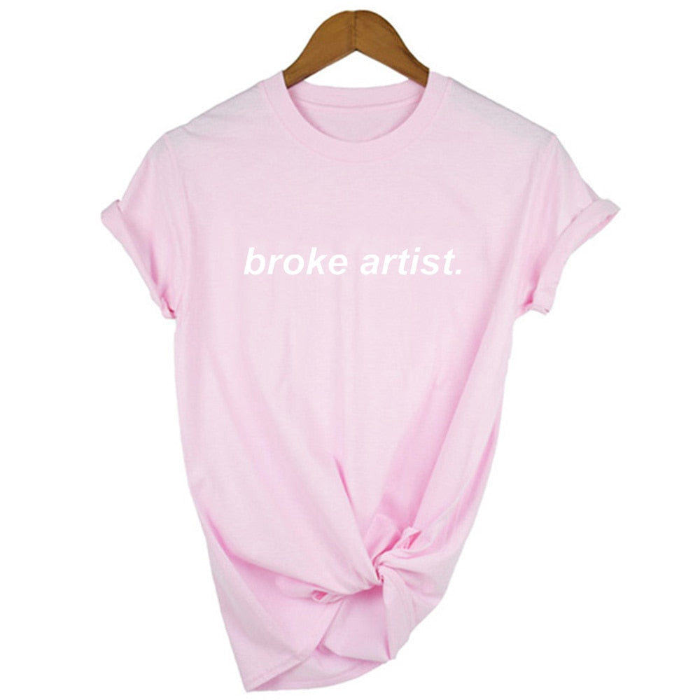Broke Artist Letters Print Graphic T-shirt