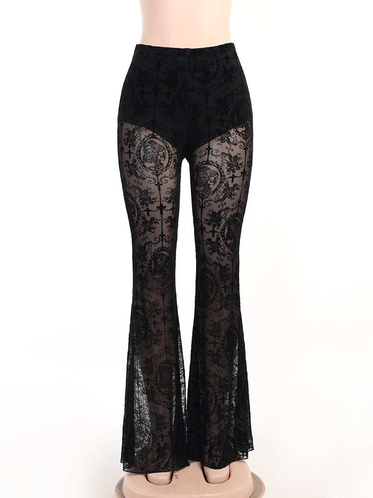 Gothic Black Flare Pants