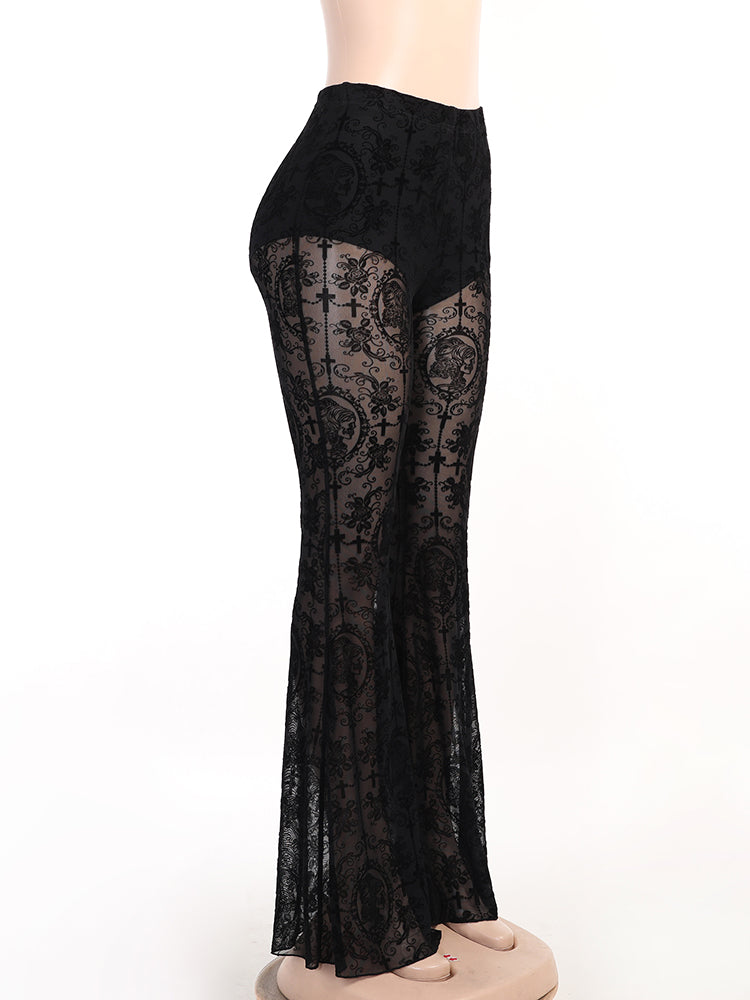 Gothic Black Flare Pants