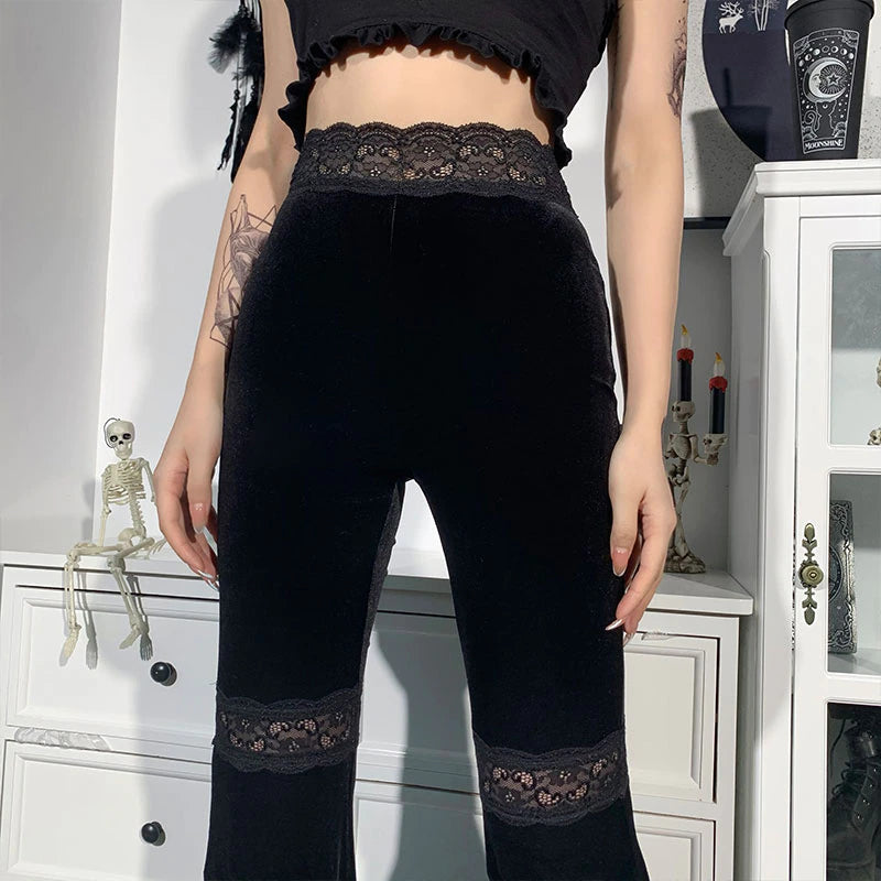 Gothic High Waist Flared Pants