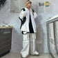 Gothic White Cargo Pants with Chain