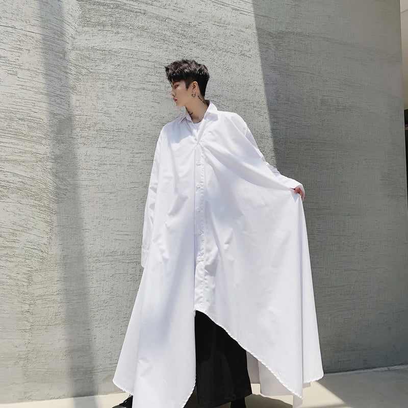Men's Long Sleeve Gothic Shirt Dress - Japanese Kimono Robe
