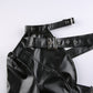 Channel your inner rebel with this striking black PU leather crop top.