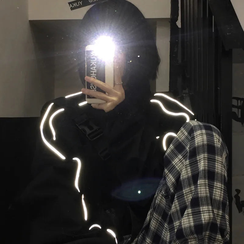 Reflective Jacket Women Autumn Casual All-Match Black