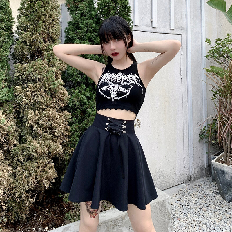 Gothic High Waisted School Skirt