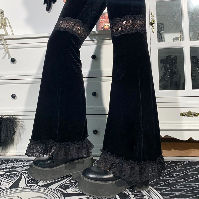 Gothic High Waist Flared Pants