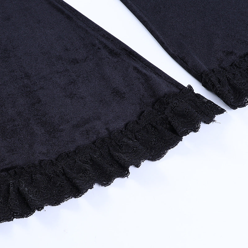 Gothic Patchwork Lace Flare Pants