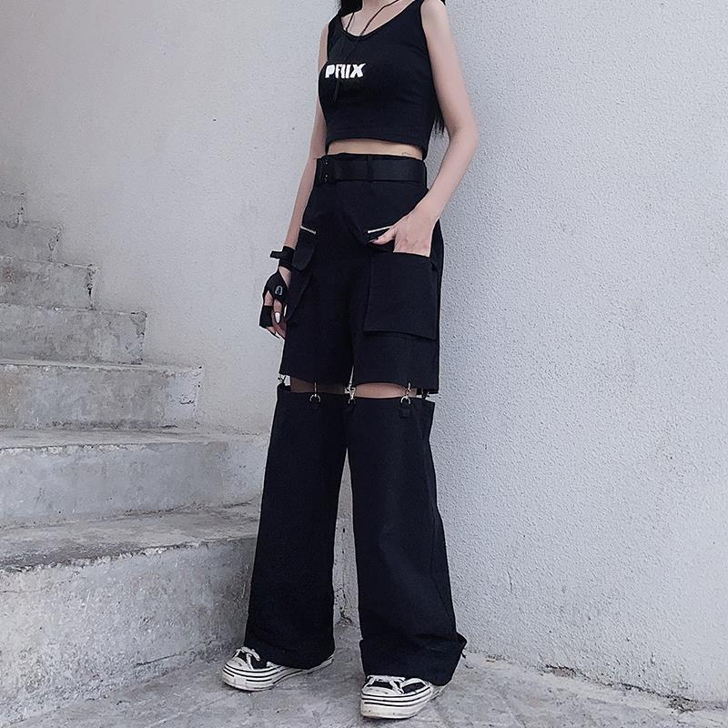 Techwear Gothic Black Cargo Pants