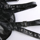Make a bold fashion statement with this gothic black crop top in premium PU leather