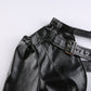 Experience the allure of gothic fashion with this black PU leather crop top.