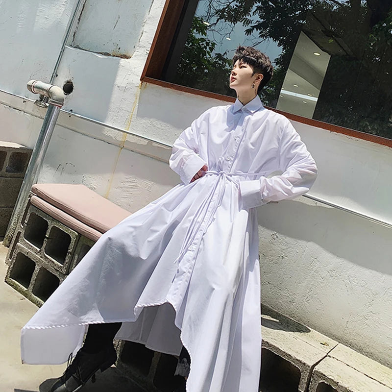 white Streetwear Kimono Robe - Men's Vintage Gothic Style