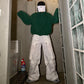 Gothic White Cargo Pants with Chain